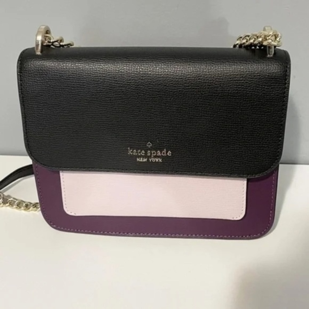 kate spade Black, Purple and Light Pink Leather Crossbody Bag